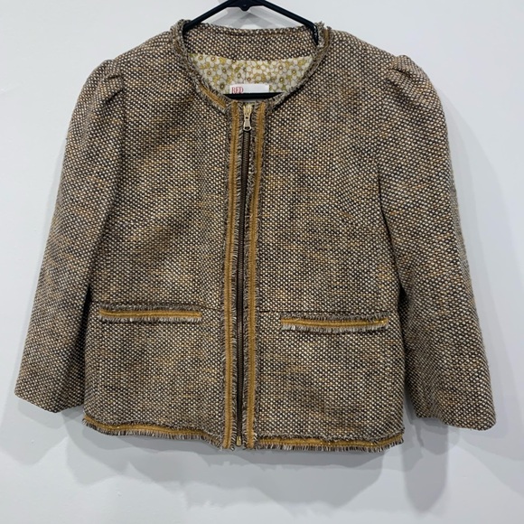 RED Valentino Jackets & Blazers - RED Valentino Women's Tweed Blazer - Tan and Cream